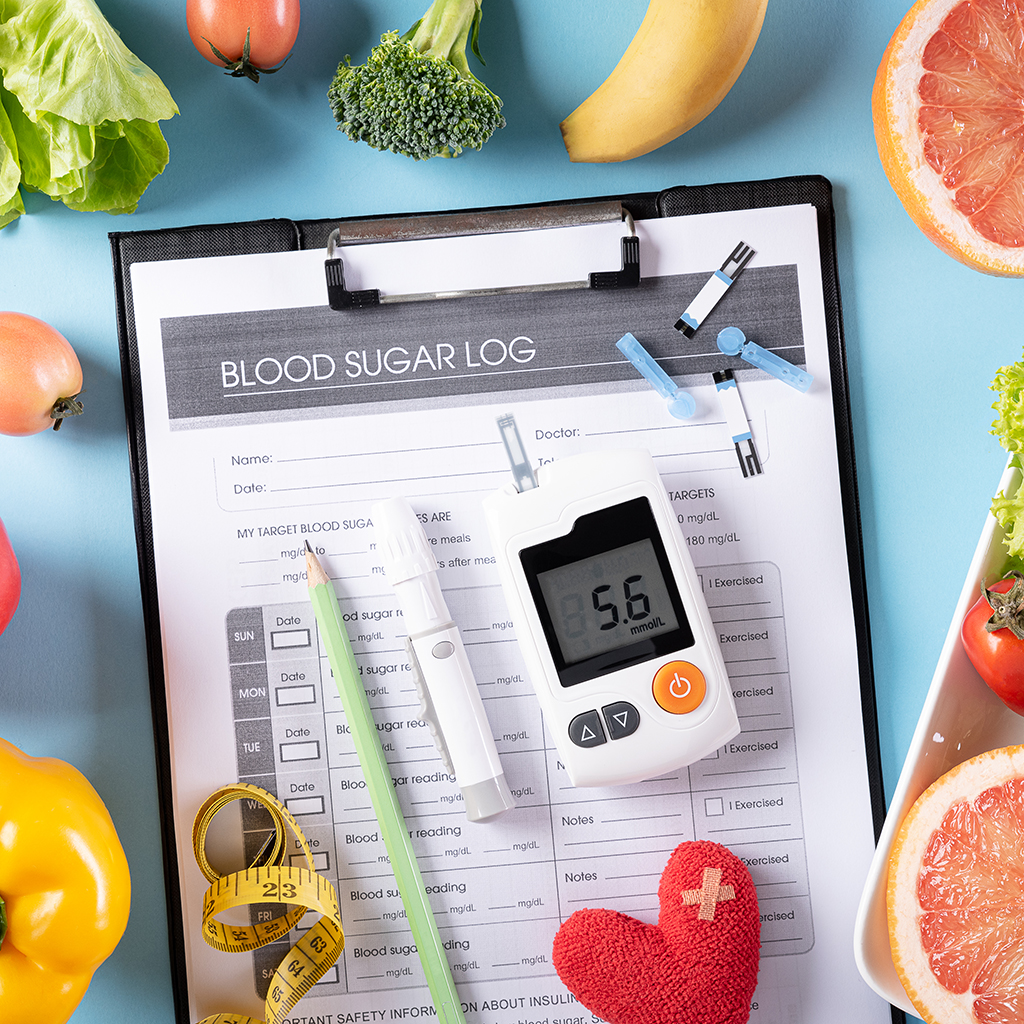 Photo of a list with diabetes reading